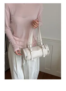 Bolso de hombro cilíndrico retro para mujer, elegante bolso tipo almohada versátil.