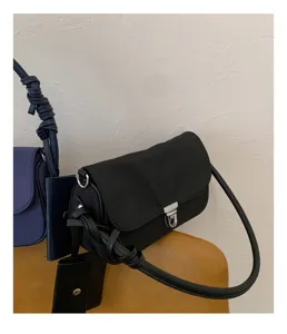 Minimalist nylon underarm shoulder bag for women, trendy chic black crossbody purse