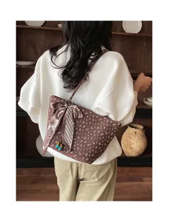 Retro bloemenprint schouder-okseltas voor vrouwen, grote casual dagelijkse emmertas tas.