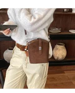 Borsa a secchiello opaca minimalista da donna piccola borsa per telefono stile francese chic