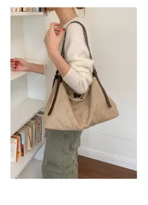 Sac cabas souple en suède grande capacité pour femme automne hiver sac d'épaule minimaliste