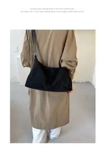 Sac porté épaule noir en suédine pour femme grand cabas souple tendance automne neuf