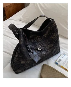Bolso de hombro grande capacidad estampado leopardo vintage elegante bolso hobo casual mujer