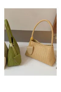 Stylish woven leather shoulder bag casual commuting handbag women elegant underarm bag fashion
