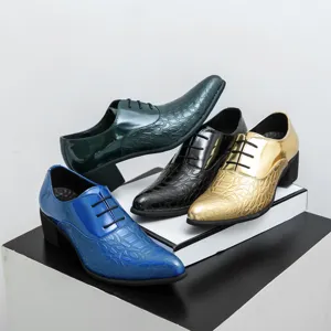 Heren lakleer hoge hak nette schoenen puntneus veters gesloten formele zakelijke schoenen
