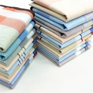 Men's Cotton Handkerchief Classic Plaid Striped Pocket Square Soft Breathable Square Hand Towel For Elder Daily Use