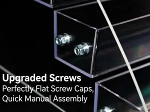Transparent acrylic nail polish display rack detail showing assembly screws for easy setup.