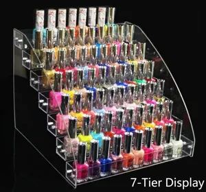 Transparent acrylic 7-tier nail polish display rack multi-layer cosmetic organizer stand