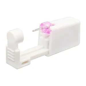 Einmal Ohrlochpistole sterile Sicherheits Ohrpiercing Werkzeug mit rosa Kristall Stecker Schmuck.
