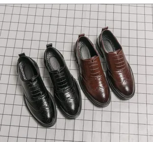 Herren Leder Business Schuhe Brogues Schnürschuhe Elegant Freizeitschuhe Schwarz Braun