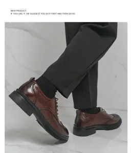 Herren braune Leder Brogue Schnuerschuhe elegante Business Freizeitschuhe Halbschuhe.