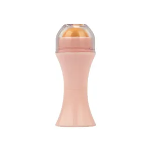 Rouleau visage absorbant l'huile en pierre volcanique rose avec capuchon transparent, portable.