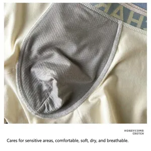 Men's modal cotton boxer briefs breathable honeycomb crotch fabric detail close up view