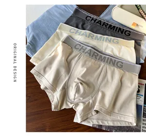 Men modal boxer briefs comfortable breathable antibacterial casual underwear flat-angle shorts