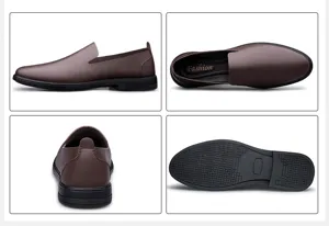 Men casual slip-on leather shoes brown soft loafer driving footwear business dress shoes
