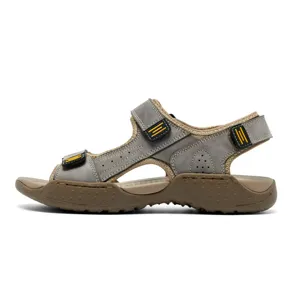 Men's outdoor sandals breathable hiking beach shoes with velcro strap comfortable casual footwear.