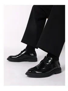 Scarpe stringate uomo vernice nera brogue eleganti formali da lavoro affari scarpe