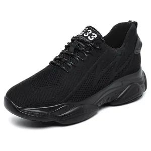 Men's black breathable mesh athletic sneakers casual running shoes chunky platform shoes