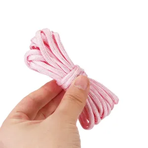 Pink 4mm paracord weaving rope detail showing durable material and fine texture close up
