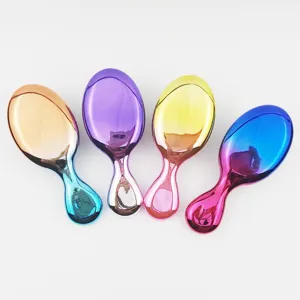 Ensemble de brosse à cheveux dégradé électroplaqué, peigne de massage effet miroir.