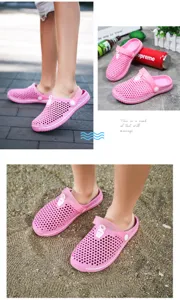 Kids pink garden clogs breathable beach shoes comfortable hollow out sandals summer