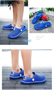 Kids breathable garden shoes summer outdoor beach clogs non-slip comfortable children sandals blue