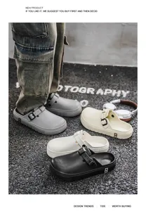 Men Casual Clog Shoes Adjustable Buckle Outdoor Slippers Non-Slip Breathable Beach Sandals