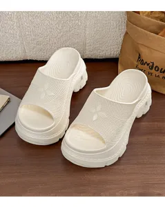 Women platform slide sandals open toe summer outdoor thick sole casual shoes cream