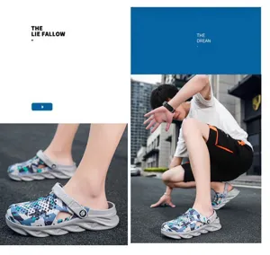 Hommes camouflage chaussures de jardin respirant creux plage sabots d'été chaussures