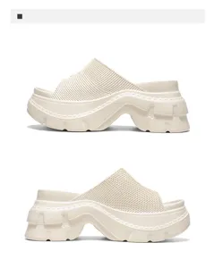 Women's chunky platform slide sandals, summer open toe thick bottom casual outdoor high heels.