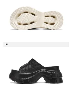 Summer chunky platform slide sandals for women, open toe casual outdoor high heels footwear.