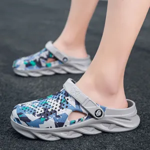 Hommes ete respirant camouflage chaussures de jardin legeres creuses plage sabots
