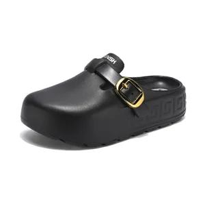 Γυναικείες χοντρές πλατφόρμες clogs casual slip-on mules σανδάλια μαύρα κομψά