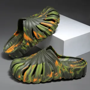 Comfortable thick sole breathable hollow out couple slippers outdoor beach casual clogs shoes
