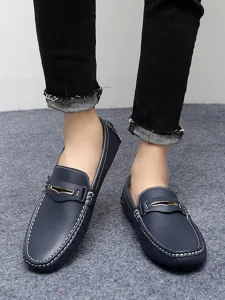 Men navy blue driving loafers casual slip-on shoes comfortable flat moccasins footwear detail