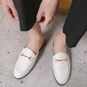 Stylish men's summer casual loafer mules, breathable backless slip-on flat shoes for daily wear.