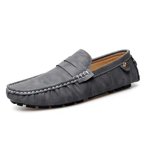 Men casual driving loafers comfortable slip-on gray moccasins flat shoes for men daily wear