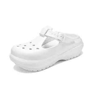 White platform Mary Jane sandals summer chunky beach clogs comfortable casual footwear