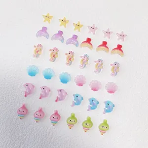 Cute ocean animal resin charms flatback cabochons for nail art phone case DIY craft decoration