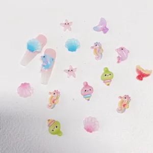 Cute ocean resin charms for nail art and DIY phone cases, mixed sea animal designs.