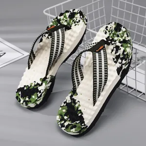 Herren Casual Camouflage Zehentrenner Outdoor Rutschfest Weiche Sohle Strand Sandalen Sommer Mode Slip-On Flache Schuhe