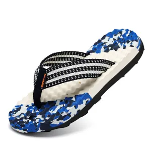 Herren blaue Kamuflage Flip Flops Sommer Strand rutschfeste dicke Sohle Freizeit Hausschuhe