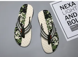 Men's camo flip flops summer casual beach sandals soft sole outdoor footwear plus size