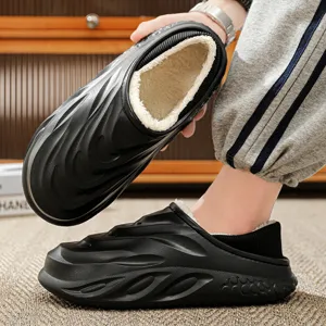 Wasserdichte Herren Winter Clogs mit Plüschfutter, gefütterte Hausschuhe für warme Füße.