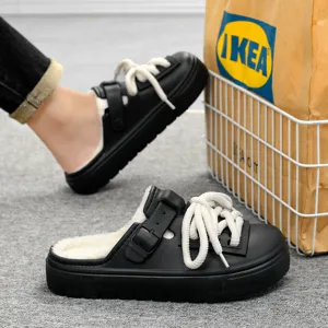 Men's Winter Warm EVA Slippers Plush Lined Thick Platform Casual Indoor Outdoor Non-Slip House Cotton Shoes