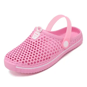 Pink kids garden clogs breathable summer beach shoes for boys and girls cute hollow slip-ons