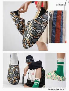 Zapatos de algodón informales de invierno, zapatillas de felpa cálidas con estampado.