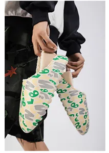 Zapatillas de invierno forradas slip-on zapatos cálidos cómodos con lindo estampado