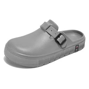 Men's casual closed toe clogs stylish adjustable buckle slip-on shoes for outdoor and indoor