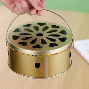 Porta espirales de metal portátil con asa, cenicero ignífugo para uso al aire libre.
